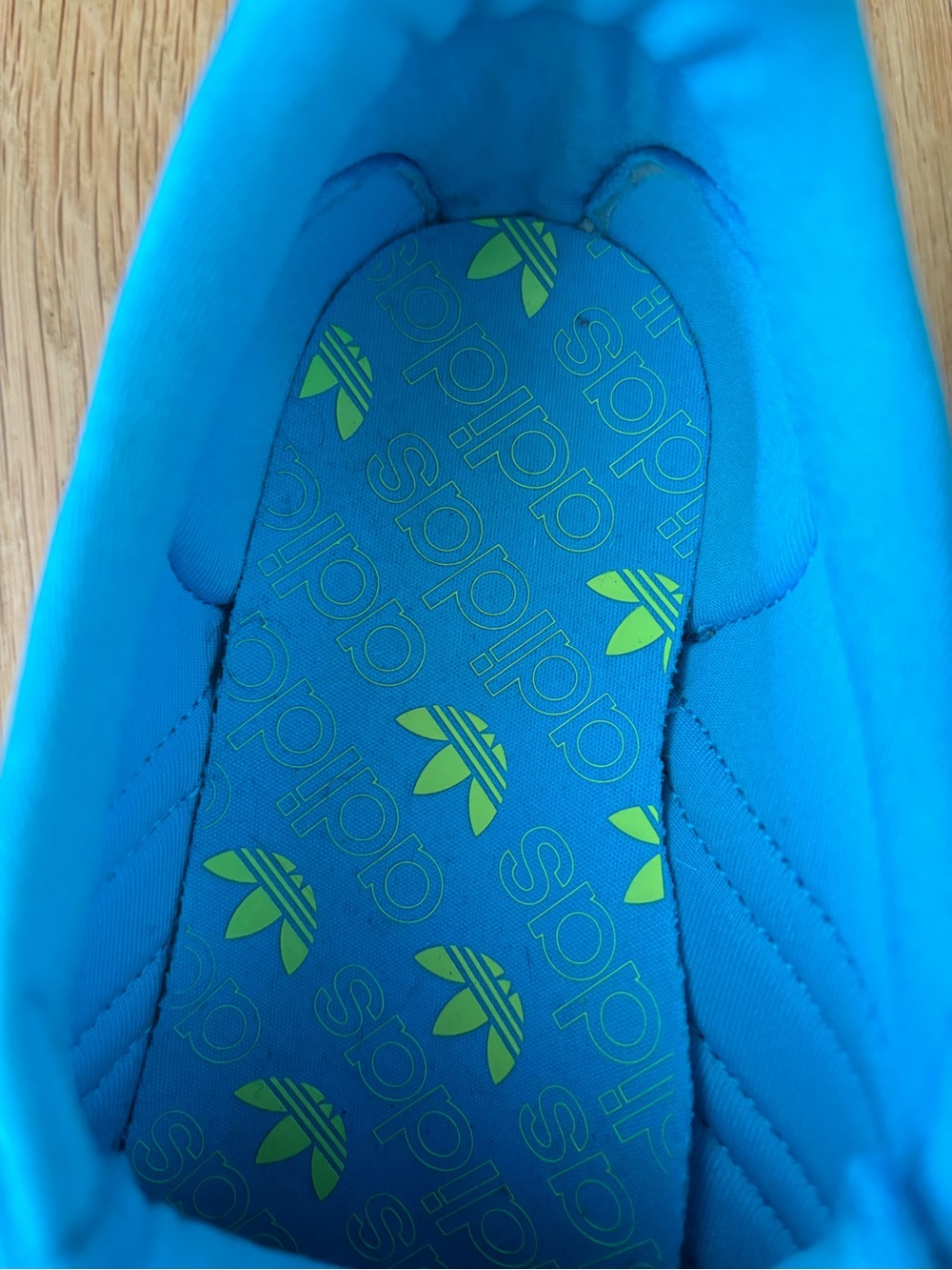 adidas Spezial Turquoise Sneakers with Neon Yellow Stripes & Pink Heel - Picture 7 of 7